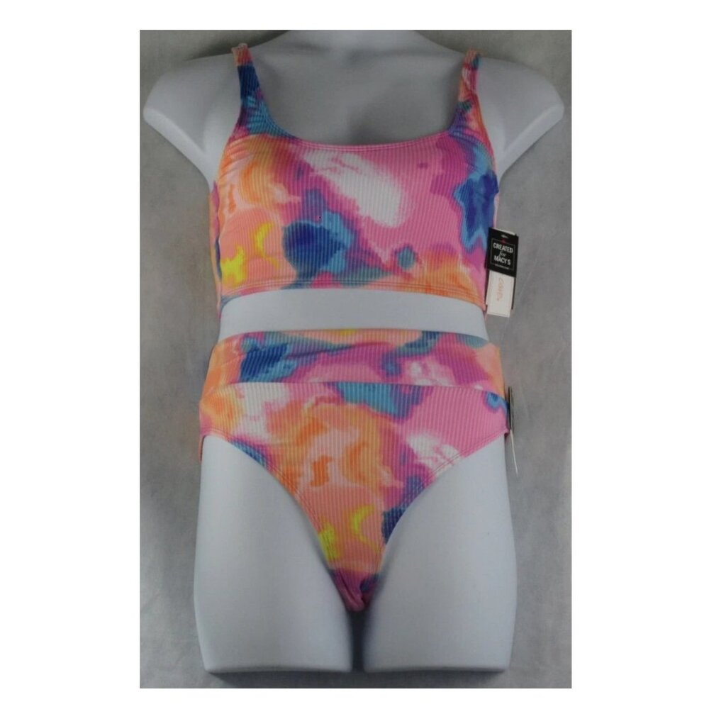 NWT Salt + Cove Juniors 2-Piece Bralette Bikini Swimsuit Set, Multi Tie-Dye